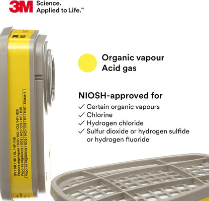 3M Organic Vapor/Acid Gas Cartridge 6003, 2 per Pack